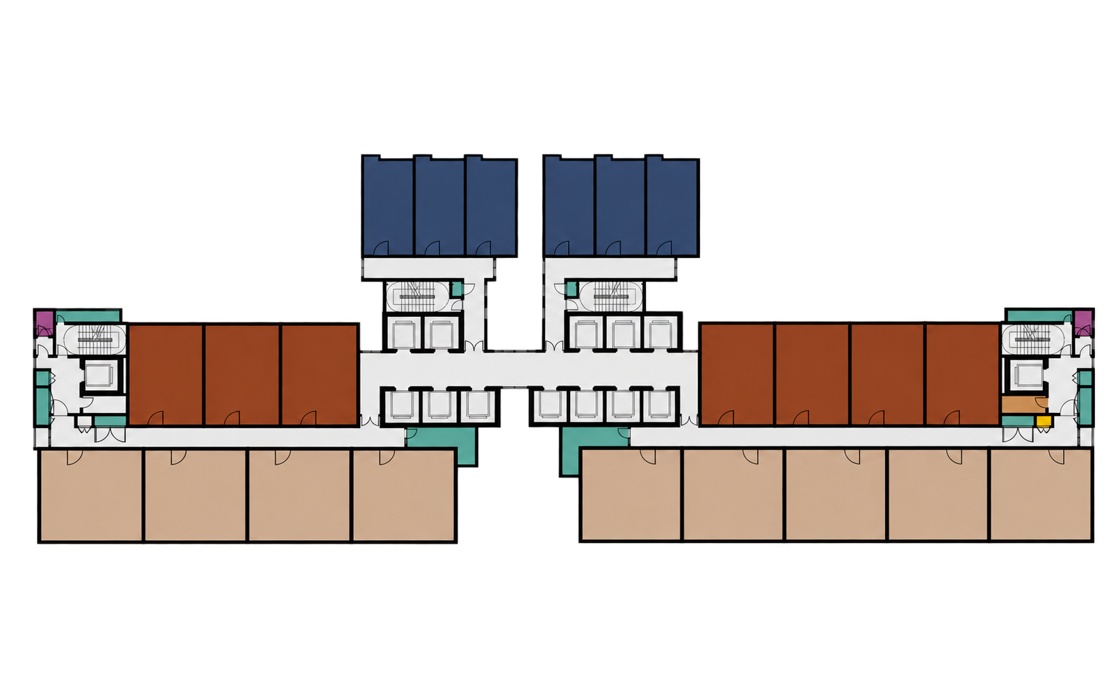 TYPICAL FLOOR PLAN: architectural floor plan of Tower B and Tower A
